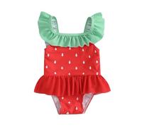 Loalirando Costume da Bagno da Bimba Fragola Swimsuit Bikini Intero Bambina Costumi da Bagno Un Pezzo Neonata Costume da Mare Neonata Vacanza Swimwear da Spiaggia (Rosso, 12-18 Months)