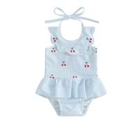 Loalirando Costume da Bagno da Bimba Stampa Floreale Swimsuit Bikini Intero Bambina Costumi da Bagno Un Pezzo Neonata Costume da Mare Neonata Swimwear da Spiaggia (Blu, 2-3 Years)