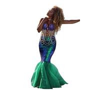 Loalirando Costume da sirena da donna per Halloween, costume da sirena, con paillette, maxi gonna per cosplay, carnevale, abito da sera (verde, S)