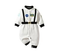 Loalirando Tutina da Astronauta da Neonato Unisex Pagliaccetto a Maniche Lunghe in Cotone per Autunno Inverno Vestiti Bambini Cosplay per Festa Halloween (Bianco, 12-18 Months)