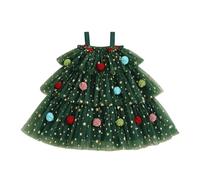 Loalirando Vestito di Natale da Bambina 1-9 Anni Abiti ad Albero di Natale a Strati Tulle Regali di Natale Abito Natalizio per Ragazze (Verde, 5-6 Years)