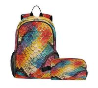 Loancwa 2PcsColored Texture Pattern Zaino per bambini, Ragazzi Ragazze Prescolare Zaini con Lunch Box AgeSummer attività del campo