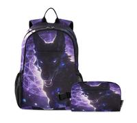 Loancwa 2PcsCool Dog Pattern Zaino per bambini, Ragazzi Ragazze Prescolare Zaini con Lunch Box AgeBack to scuola stagione uso