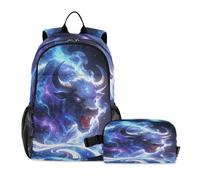 Loancwa 2PcsCool ed elegante zaino con motivo mucca per bambini, ragazzi e ragazze, zaini prescolari con scatola per il pranzo i interesse post-scuola