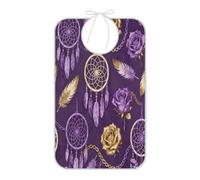 Loancwa Bavaglino impermeabile e riutilizzabile con raccogli briciole per anziani, regali con piume bohémien