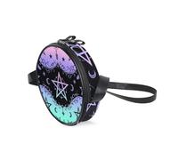 Loancwa Borsa a tracolla rotonda, piccola borsa rotonda con motivo a cerchio magico, borsa con cerniera, adatta per donne e bambini