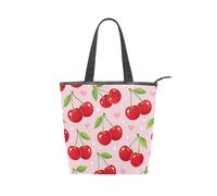 Loancwa Borsa tote in tela con cerniera, borsa a tracolla con due tasche interne applicate, borsa per la spesa quotidiana casual in poliestere resistente. SS500