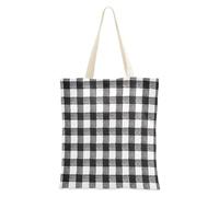 Loancwa Borsa tote media in tela nera e bianca con motivo a scacchi borsa tote con tasche regalo di compleanno per amici borse di totalizzatore