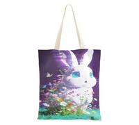 Loancwa Cool White Rabbit Pattern 100% poliestere tela magnetica Snap Tote Bag, mano & borsa a tracolla per shopping viaggio all'aperto