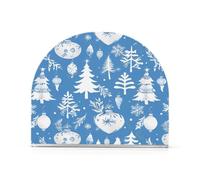 Loancwa Portatovaglioli di Natale, in acrilico, motivo albero invernale, 12 x 10 x 4 cm, contiene 50-60 tovaglioli, blu con fiocchi di neve bianchi, design a forma di U per cucina e sala da pranzo