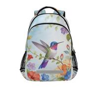 Loancwa Zaino da viaggio con colibrì acquerello, per ragazzi e ragazze, per la scuola elementare, per bambini