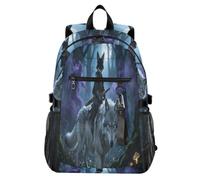 Loancwa Zaino da viaggio con lupo della foresta delle fiabe, zaino da viaggio per computer portatile, per donne, uomini, adolescenti, ragazze, scuola, università, resistente all'acqua, zaino casual