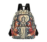 Loancwa Zaino trapuntato, con stampa celeste multicolore con sole e luna, medio, 29 x 15 x 36 cm, capacità 14 l, zaino leggero alla moda con scomparti multipli per viaggi, scuola, escursionismo