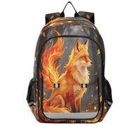 Loancwa Zaino unisex per bambini con motivo volpe e foresta, zaino per la scuola elementare, con scomparto per laptop e tasche organizer