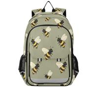 Loancwa Zaino unisex per bambini, motivo api, zaino per computer portatile, zaino per la scuola elementare, con scomparto per laptop e tasche organizer