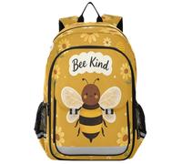 Loancwa Zaino unisex per bambini, motivo floreale, con api, per la scuola elementare, con scomparto per laptop e tasche organizer
