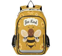 Loancwa Zaino unisex per bambini, motivo floreale, con api, per la scuola elementare, con scomparto per laptop e tasche organizer