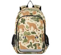 Loancwa Zaino unisex per bambini, motivo leopardato e montagna, per computer portatile, zaino per la scuola elementare, con scomparto per laptop e tasche organizer
