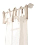 Loberon Bastone per Tende Caroline, Ferro, Legno di Mogano, Bianco