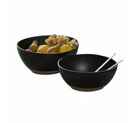 LOBERON Biarré Coppia di insalatiere - Grès resistente - Tocco mediterraneo, nero