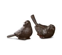 Loberon Birdy Coppia di Uccellini Decorativi - Set con Due Uccellini - Ghisa massiccia, Marrone