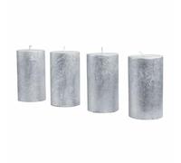 Loberon Braga Set di 4 Candele - Cera Interamente Colorata - Inodore, Argento
