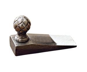 LOBERON Broche Fermaporta - Pregiato alluminio pressofuso con finitura anticata - Ideale anche come fermacarte e reggilibri, argento antico