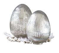 Loberon Duvera Coppia di Uova di Pasqua - Effetto mercurizzato - Leggera Struttura in Rilievo, Argento