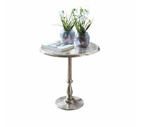Loberon Eppeville Tavolino di complemento - Realizzato a Mano - Alluminio pressofuso dalla caratteristica Superficie, Argento
