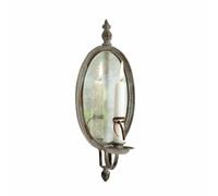 Loberon Eugene Portacandela - Specchio in Look Anticato - Classica Forma a Medaglione, Marrone Antico