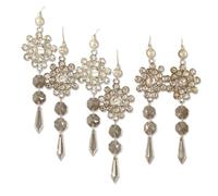 Loberon Fleurette Set di 6 Decorazioni da Appendere - Delicati Fiocchi di Neve, Argento