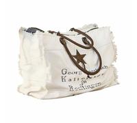 Loberon Friedrich Borsa - Stampa vintage su cotone - Stella con chiave decorativa, bianco