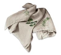 LOBERON Herbal Gardens Set di 3 canovacci - Puro lino - Con incantevoli stampe di erbe aromatiche, beige/verde