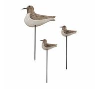 Loberon Izzy Set di 3 Uccellini Decorativi - Nota Marittima - Incantevole Decorazione per Giardino e Balcone, Beige