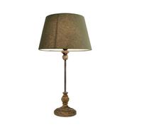 LOBERON Karlora Lampada da tavolo - Stile country francese - Base tornita a mano, verde/marrone antico