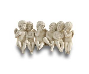 Loberon Léon Angeli - Delizioso soprammobile - Sei graziosi angioletti in Un Unico Pezzo, Bianco Antico