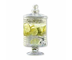 LOBERON LOBERON Dispenser di bevande Lys | Dispenser di bevande con rubinetto | Incisione artistica nel vetro | In vetro soffiato a bocca | Capacità ca. 2,5 litri, trasparente