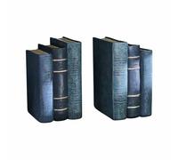 Loberon Morvini Coppia di fermalibri - Effetto Libro Molto Realistico - Dipinte a Mano, Blu Antico