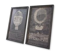 Loberon Ortarsis Coppia di Quadri - Delicate Stampe Vintage - Motivi da Sogno, Nero