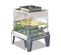 LOBERON Osric Dispenser per bevande - Vistosamente grande con un comodo rubinetto - Bevande praticamente dosate presentate con stile, trasparente/argento