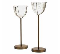 Loberon Piacello Coppia di candelieri - Illuminazione Incantevole - Base in Ferro dal Design Elegante, Marrone Antico