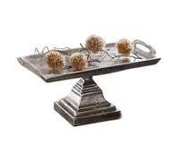 Loberon Samson Alzata - Alluminio Anticato - con Base e Due Maniglie, Argento