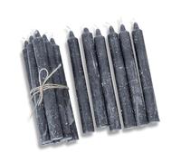 Loberon Set di 12 Candele Color Antracite Bauceau - Candele a Stelo Decorative realizzate a Mano - Finitura Rustica - Colorate in profondità e Non profumate - Durata da accese ca. 7-8 Ore, Antracite