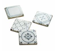 LOBERON Set di 4 sottobicchieri Emma, bianco antico/nero