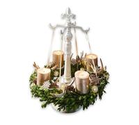 Loberon Supporto per corone Floreali Antwan | Supporto per Decorazioni Natalizie e Corona dell'Avvento | Realizzato in Solida ghisa | Punta Rimovibile | Bianco Antico | 53 cm, Bianco Antico