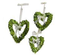 Loberon Venia Set di 3 Decorazioni da Appendere - in Tre Dimensioni - Vero bosso impregnato, Verde