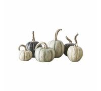 Loberon Yokane Set di 6 zucche Decorative - Dipinte a Mano - Forme Diverse Come delle zucche Vere, Crema/Verde/Nero
