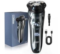 LOBINH Rasoio elettrico da uomo, 100% lavabile, ricaricabile, impermeabile, rasoio elettrico Wet & Dry con trimmer pop-up, ricarica rapida 1 ora, testina galleggiante 4D, indicatore di alimentazione