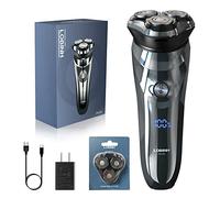 LOBINH Rasoio elettrico da uomo, 3D ricaricabile, impermeabile, IPX7, rasoio elettrico per uomo bagnato e asciutto, rasoio rotante elettrico senza fili con trimmer pop-up per barba, ricarica rapida 1