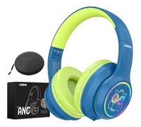 LOBKIN Cuffie Bambini, Cuffie Bluetooth Bambini con Borsa, senza Fili e Cablata con ANC Cancellazione attiva del rumore, Cuffie Bambina Pieghevole Regolabile per Scuola, Viaggio